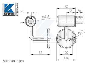 Handlaufhalter-Endstück links für Nutrohr - Anschluss - Abmessungen